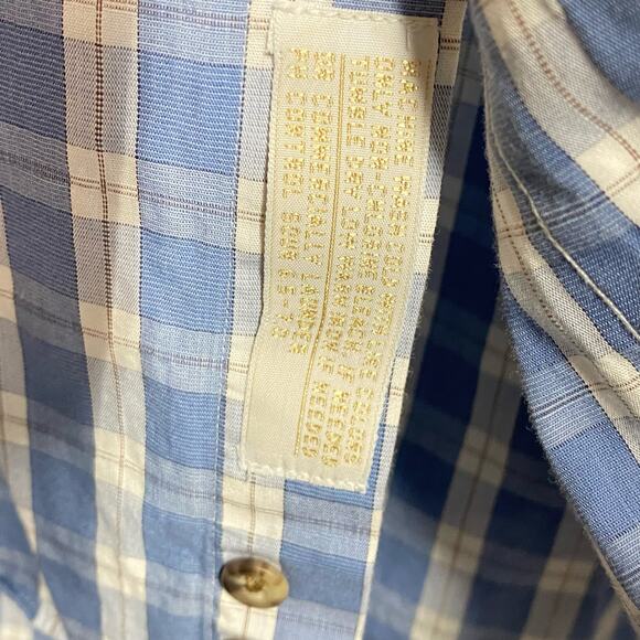 Nordstrom Button Down Shirt Blue White Checkered 100% Cotton Mens Size Large - Picture 3 of 5